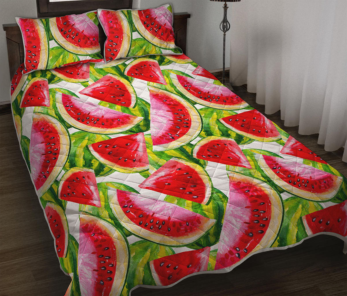 Watercolor Watermelon Pattern Print Quilt Bed Set