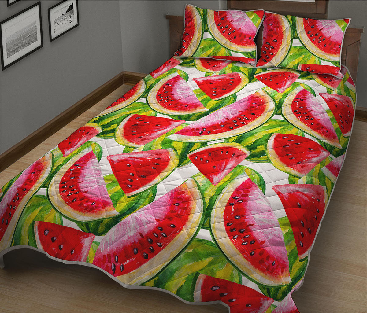 Watercolor Watermelon Pattern Print Quilt Bed Set
