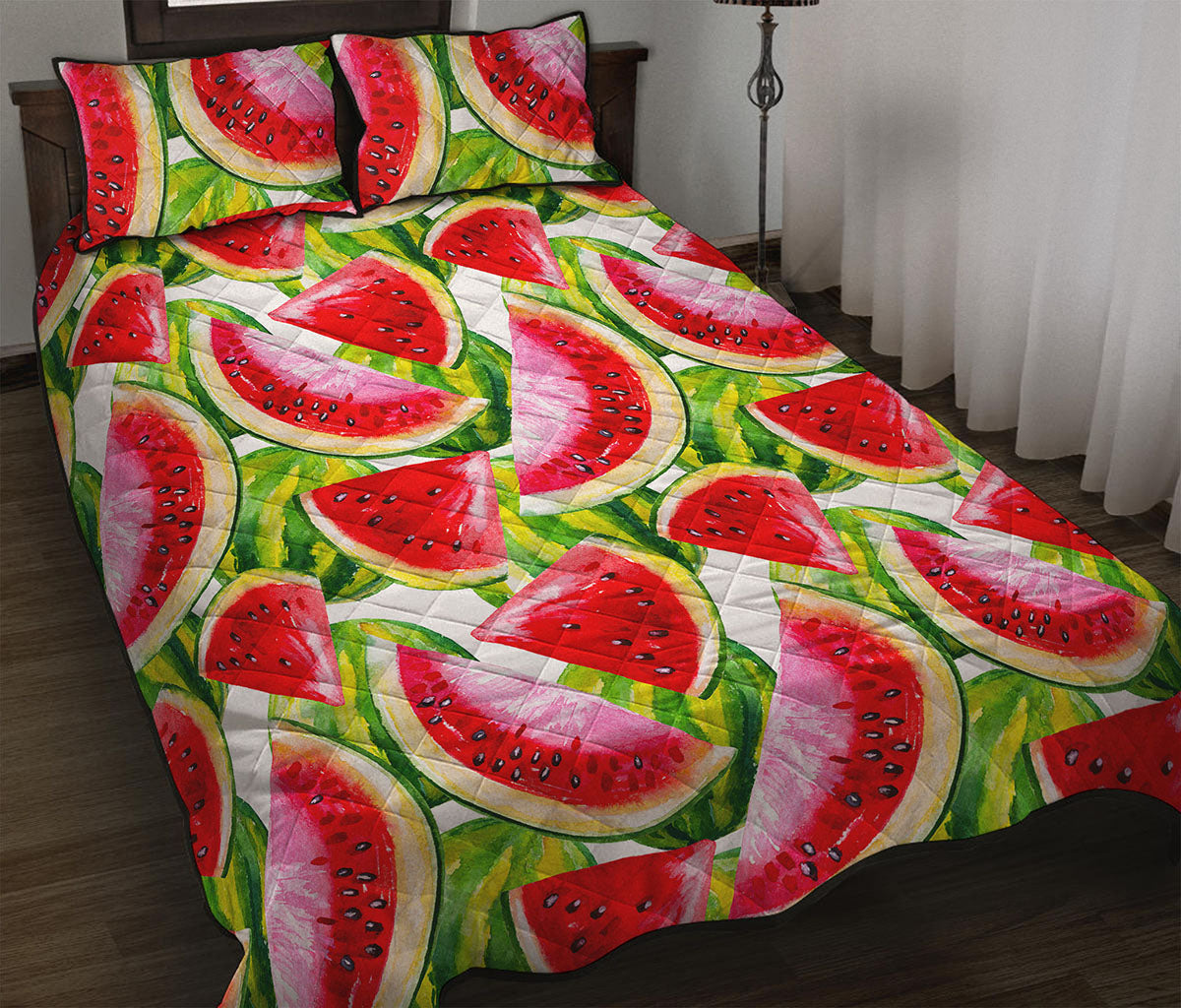 Watercolor Watermelon Pattern Print Quilt Bed Set