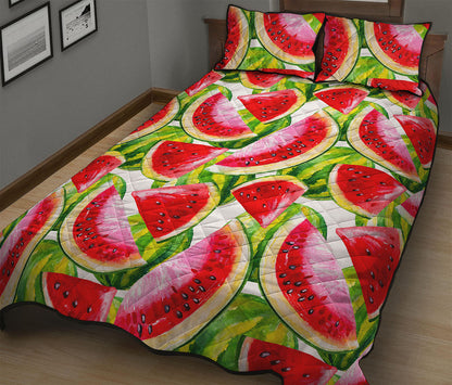 Watercolor Watermelon Pattern Print Quilt Bed Set