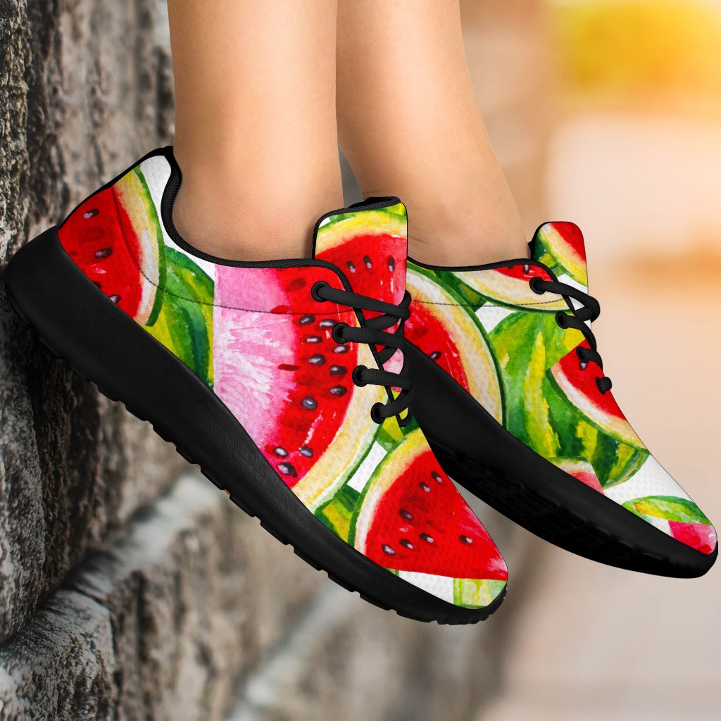 Watercolor Watermelon Pattern Print Sport Shoes GearFrost