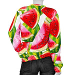 Watercolor Watermelon Pattern Print Women's Crewneck Sweatshirt GearFrost