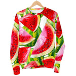 Watercolor Watermelon Pattern Print Women's Crewneck Sweatshirt GearFrost