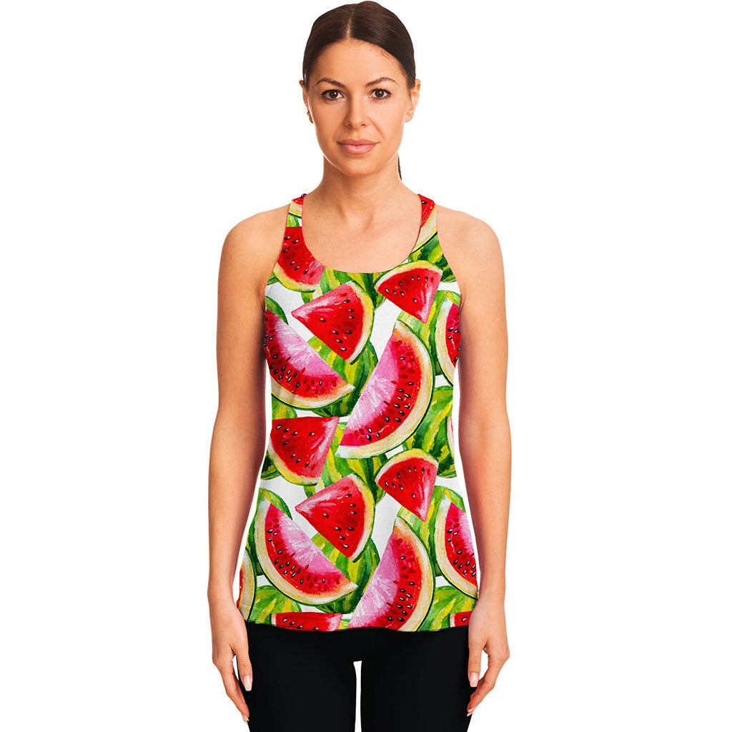 Watercolor Watermelon Pattern Print Women's Racerback Tank Top