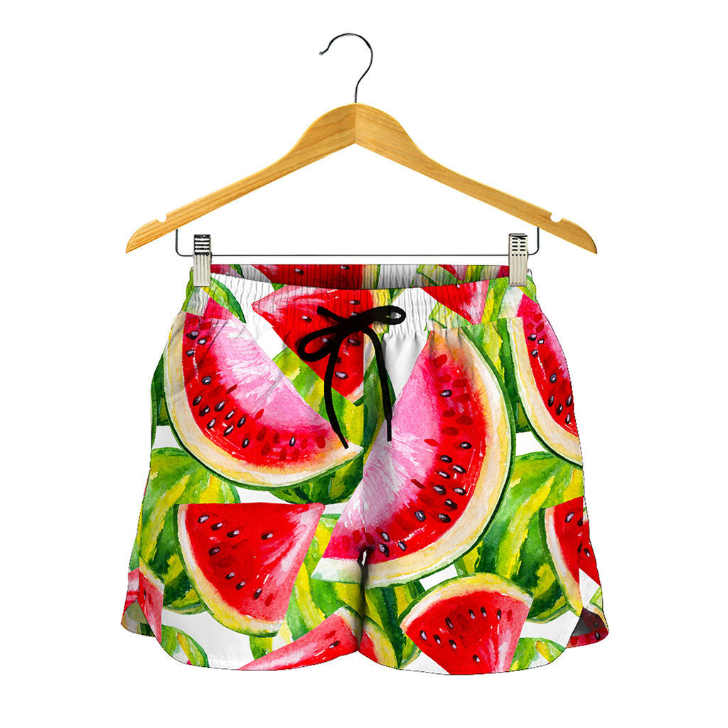 Watercolor Watermelon Pattern Print Women's Shorts