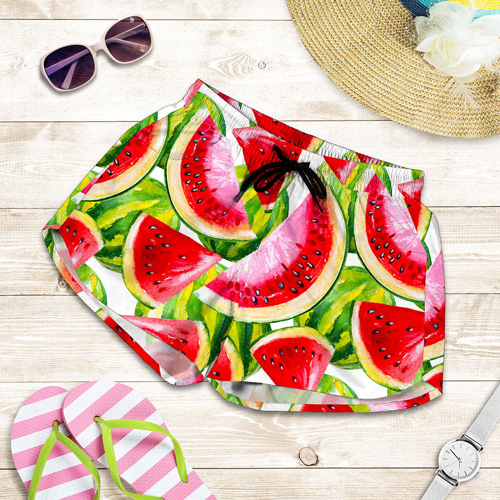 Watercolor Watermelon Pattern Print Women's Shorts
