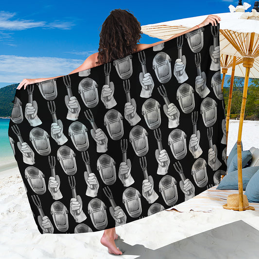 Watercolor Welder Pattern Print Beach Sarong Wrap