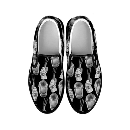 Watercolor Welder Pattern Print Black Slip On Shoes