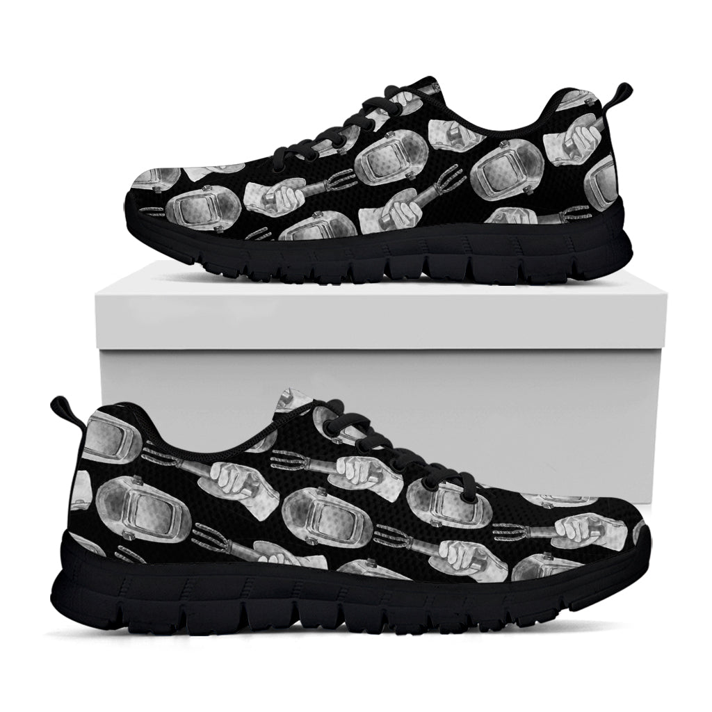 Watercolor Welder Pattern Print Black Sneakers
