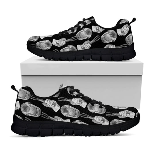 Watercolor Welder Pattern Print Black Sneakers