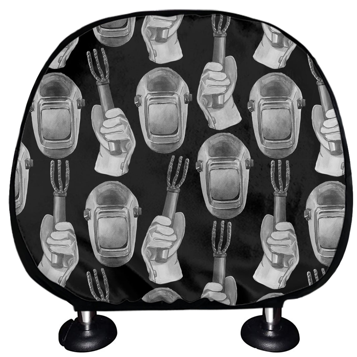 Watercolor Welder Pattern Print Car Headrest Covers