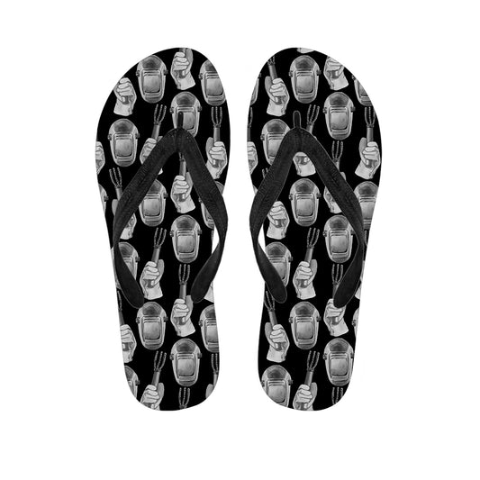 Watercolor Welder Pattern Print Flip Flops