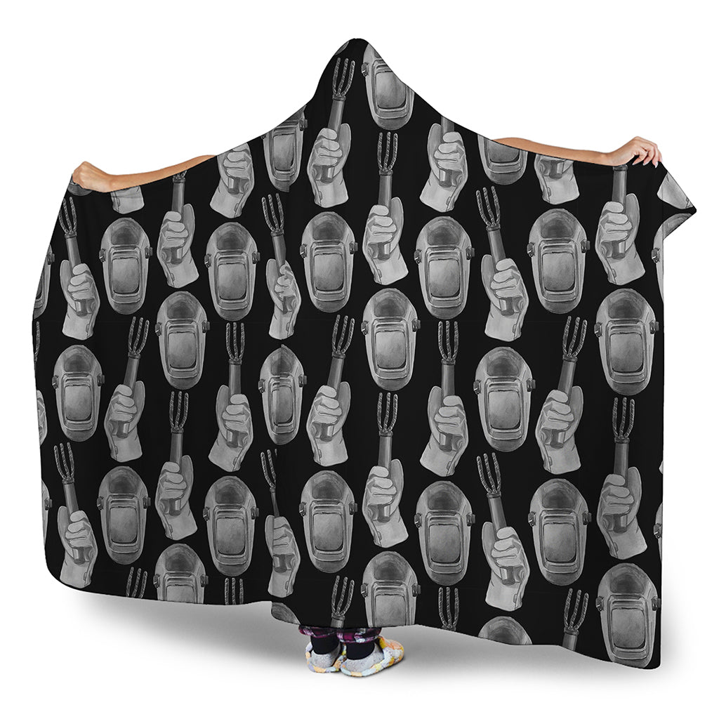 Watercolor Welder Pattern Print Hooded Blanket