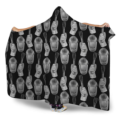Watercolor Welder Pattern Print Hooded Blanket