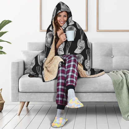 Watercolor Welder Pattern Print Hooded Blanket