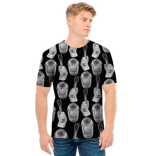 Watercolor Welder Pattern Print Men's T-Shirt