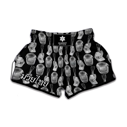Watercolor Welder Pattern Print Muay Thai Boxing Shorts