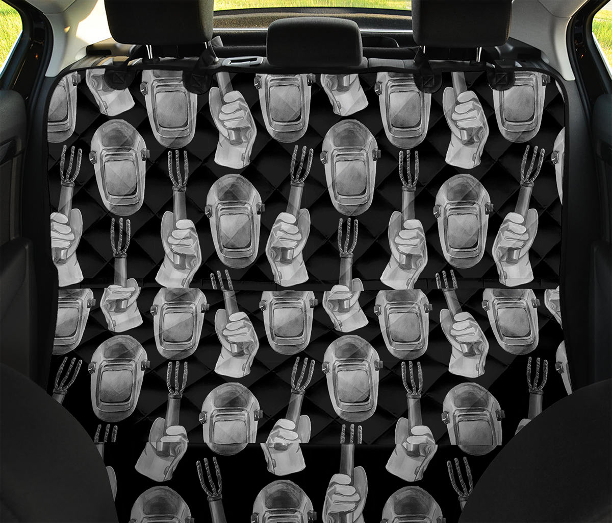 Watercolor Welder Pattern Print Pet Car Back Seat Cover