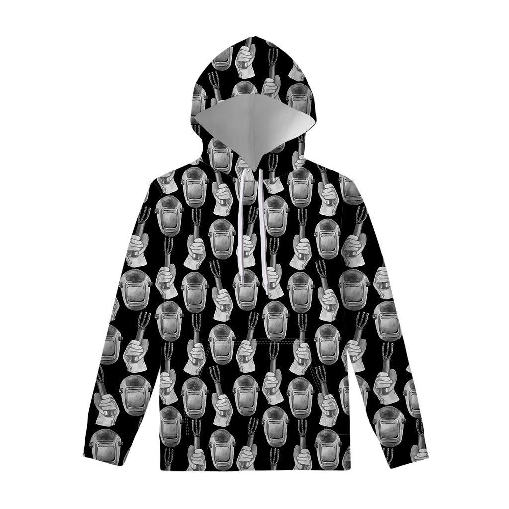Watercolor Welder Pattern Print Pullover Hoodie
