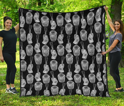 Watercolor Welder Pattern Print Quilt
