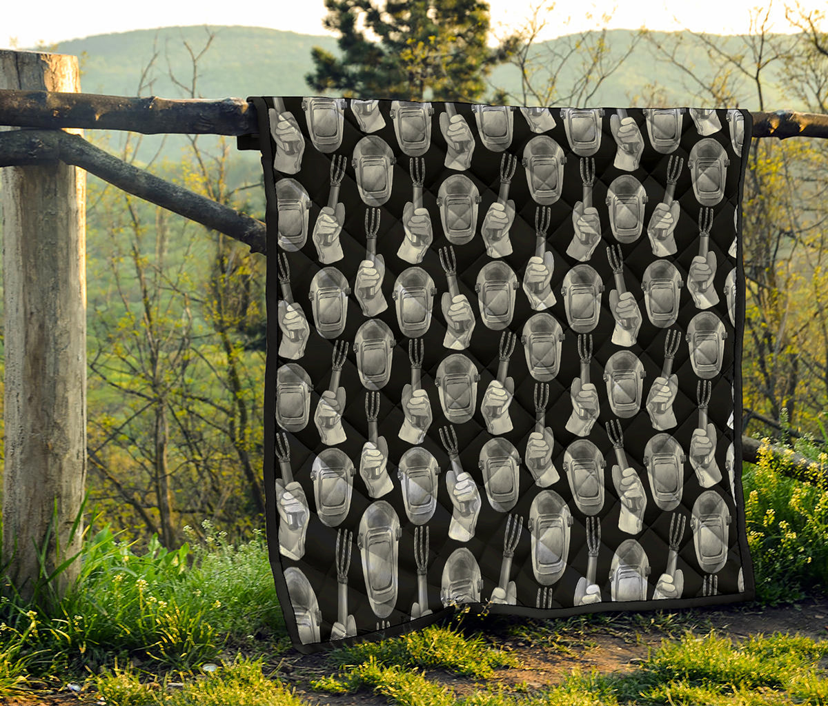 Watercolor Welder Pattern Print Quilt