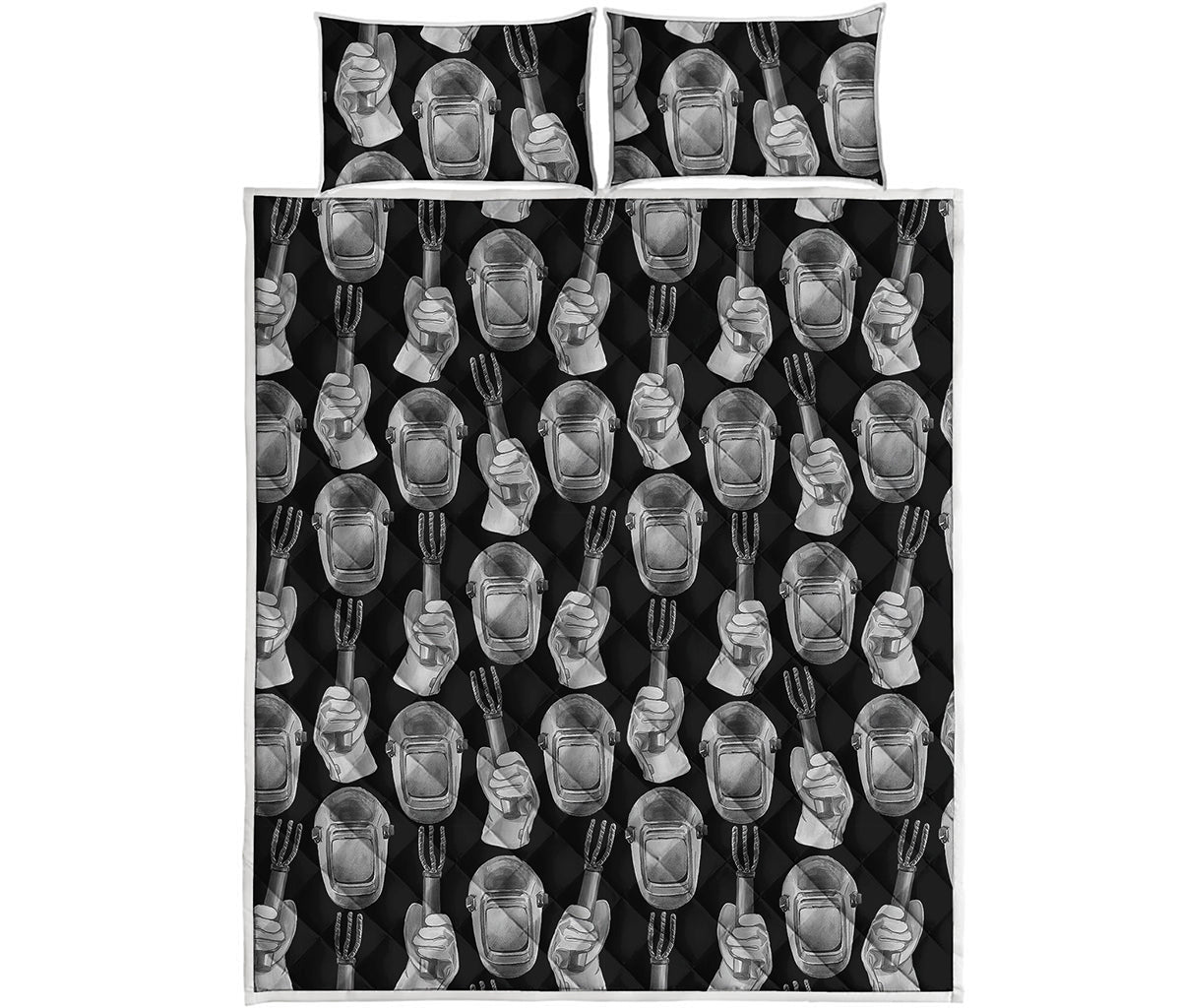 Watercolor Welder Pattern Print Quilt Bed Set