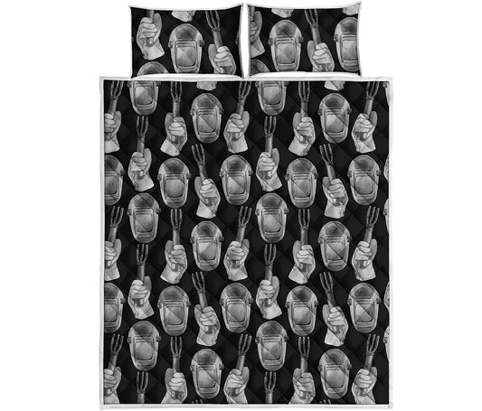 Watercolor Welder Pattern Print Quilt Bed Set