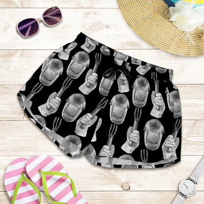 Watercolor Welder Pattern Print Women's Shorts