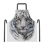 Watercolor White Bengal Tiger Print Apron