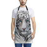 Watercolor White Bengal Tiger Print Apron