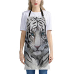 Watercolor White Bengal Tiger Print Apron