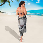 Watercolor White Bengal Tiger Print Beach Sarong Wrap