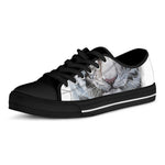 Watercolor White Bengal Tiger Print Black Low Top Shoes 