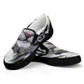 Watercolor White Bengal Tiger Print Black Slip On Sneakers