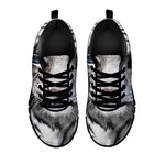 Watercolor White Bengal Tiger Print Black Sneakers