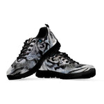 Watercolor White Bengal Tiger Print Black Sneakers