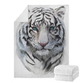 Watercolor White Bengal Tiger Print Blanket