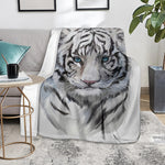Watercolor White Bengal Tiger Print Blanket