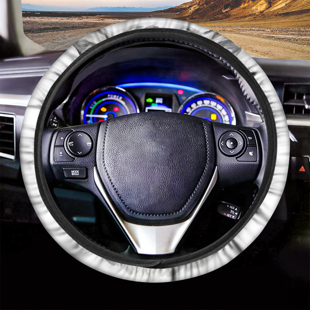 Watercolor White Bengal Tiger Print Car Steering Wheel Cover