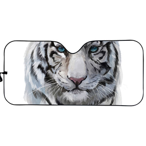 Watercolor White Bengal Tiger Print Car Sun Shade