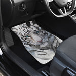 Watercolor White Bengal Tiger Print Front and Back Car Floor Mats