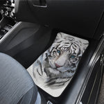 Watercolor White Bengal Tiger Print Front and Back Car Floor Mats