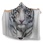 Watercolor White Bengal Tiger Print Hooded Blanket