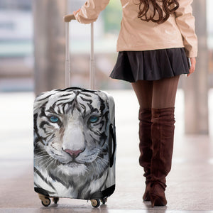 Watercolor White Bengal Tiger Print Luggage Cover