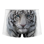 Watercolor White Bengal Tiger Print Men's Boxer Briefs