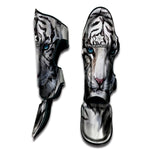 Watercolor White Bengal Tiger Print Muay Thai Shin Guard