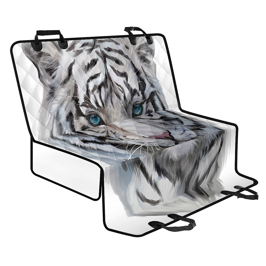Watercolor White Bengal Tiger Print Pet Car Back Seat Cover