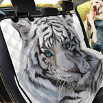Watercolor White Bengal Tiger Print Pet Car Back Seat Cover