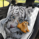 Watercolor White Bengal Tiger Print Pet Car Back Seat Cover