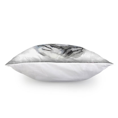 Watercolor White Bengal Tiger Print Pillow Cover